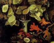 文森特 威廉 梵高 : 花瓶里的缎英花